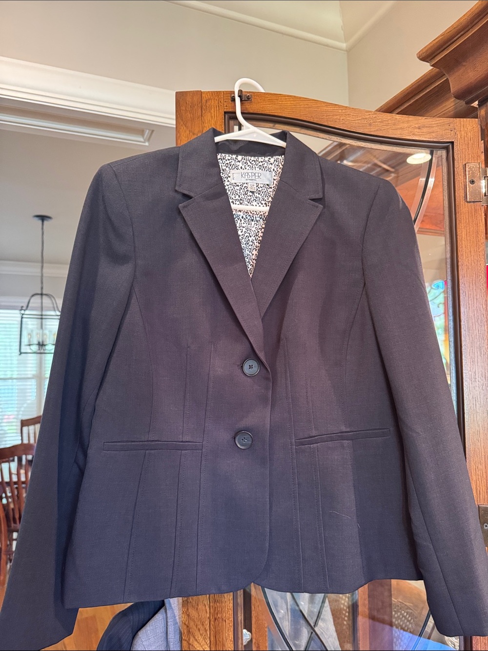 Kasper Women's Navy Two-Button Notch Lapel Blazer